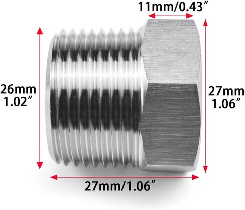 SDTC Tech 5-Pack Hex Head Pipe Plug Fittings 1/4" NPT Male Thread 304 Stainless Steel Socket Connector in Kuwait