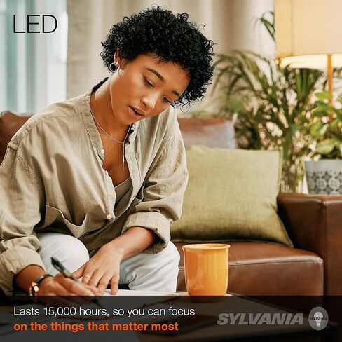 لمبة الإضاءة SYLVANIA LED A19، ما يعادل 100 وات، كفاءة 16 وات، قابلة للتعتيم، 1600 لومن، متجمد، 5000 ك، ضوء النهار - 4 عبوات (40739) in Kuwait