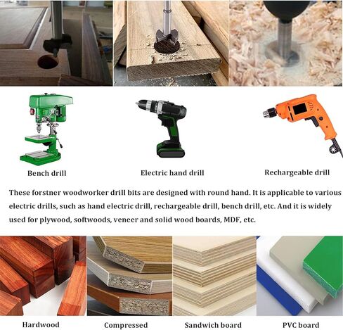 لقم مثقاب فورستنر لاعمال النجارة من خليط معدني من الكربيد لاعمال النجارة واداة قطع الثقوب للخشب الرقائقي والبلاستيك 11/20~1-4/7 انش، 18 قطعة in Kuwait