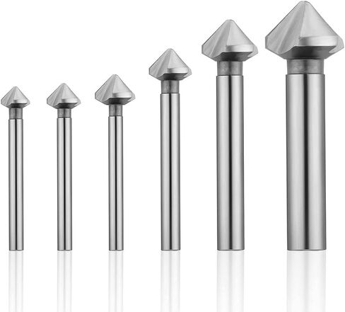 Fixinus 6-Piece Countersink Set Metal Hss 90° HSS Countersink Deburring Set with Titanium Coated and Precise Positioning Drill for Boring Board Insulation Plate - 6.3/8.3/10.4/12.4/16.5/20.5 mm in Saudi Arabia