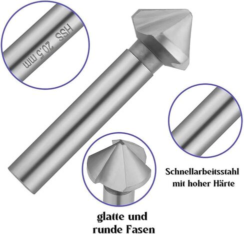 Fixinus 6-Piece Countersink Set Metal Hss 90° HSS Countersink Deburring Set with Titanium Coated and Precise Positioning Drill for Boring Board Insulation Plate - 6.3/8.3/10.4/12.4/16.5/20.5 mm in Saudi Arabia