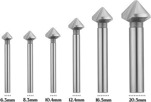 Fixinus 6-Piece Countersink Set Metal Hss 90° HSS Countersink Deburring Set with Titanium Coated and Precise Positioning Drill for Boring Board Insulation Plate - 6.3/8.3/10.4/12.4/16.5/20.5 mm in Saudi Arabia