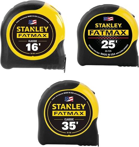 Stanley Tool Stanley 33-716-33-725-33-735 16ft., 25ft. and 35ft. Fatmax Classic Tape Measure Value Pack, Yellow/Black (33-162535) in Saudi Arabia