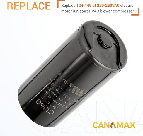 Canamax 124-149 فائق التوهج/MFD 220-250VAC مكثف بدء التشغيل الدائري - بديل لتشغيل محرك التيار المتردد أو تشغيل المروحة ومكيف الهواء البارد أو المضخة الحرارية in Kuwait