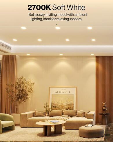 Sunco 4 عبوات LED من الإضاءة المريحة 6 بوصات، 5000 كلفن ضوء النهار، عمر 50000 ساعة، مصابيح خافتة للضوء، زخرفة ناعمة، 13 وات = 75 وات، 965 لومن، تصنيف رطب، تركيب تحديثي - معتمد من UL in Saudi Arabia