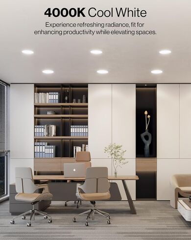 Sunco 4 Pack 5CCT Retrofit LED Recessed Lighting 6 Inch, 2700K/3000K/3500K/4000K/5000K Selectable, Dimmable Can Lights, Smooth Trim, 13W, 965 LM, Damp Rated - UL, FCC & RoHS in Kuwait