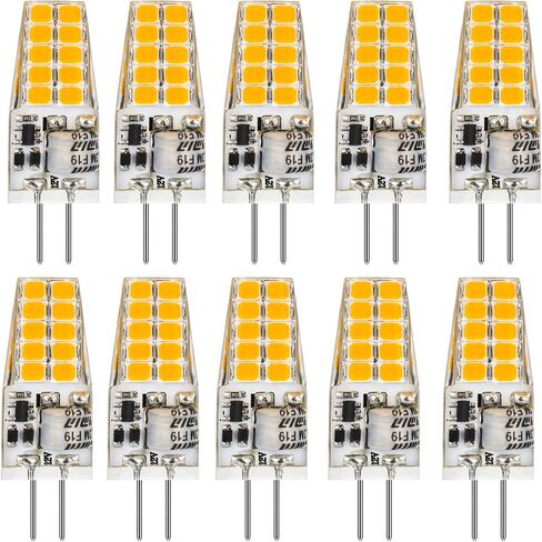 لمبة BAOMING G4 LED 12V 3.5W JC Bi-Pin Base، 20W-35W T3 G4 مكافئ هالوجين، 2700K أبيض دافئ ناعم، بدون وميض 350LM، إضاءة الثريا/إضاءة المناظر الطبيعية/إضاءة الميكروويف (10 عبوات) in Kuwait