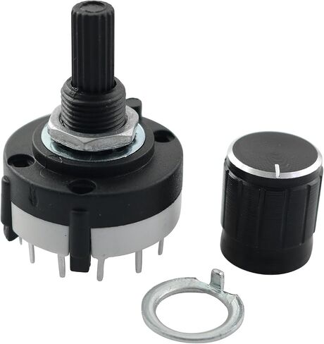 LQ Industrial 3pcs RS26 1P12T نطاق التبديل قناة التبديل الروتاري محدد التبديل، 1 القطب 12 موقف اختيار واحد سطح السفينة الفرقة قناة الروتاري التبديل محدد، أسود in Saudi Arabia