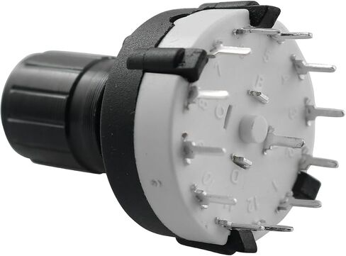 LQ Industrial 3pcs RS26 1P12T نطاق التبديل قناة التبديل الروتاري محدد التبديل، 1 القطب 12 موقف اختيار واحد سطح السفينة الفرقة قناة الروتاري التبديل محدد، أسود in Saudi Arabia