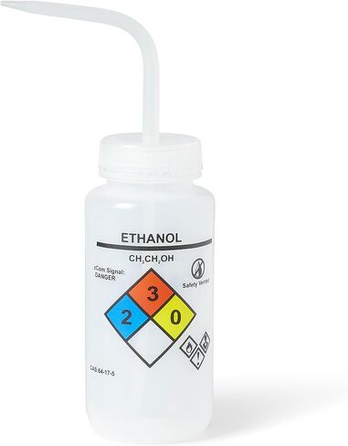 United Scientific™ UniSafe™ Laboratory Grade Wide Mouth LDPE Vented Chemical Wash Bottle, Ethanol, 500mL (16oz), 4-Color, Pack of 6 in Saudi Arabia