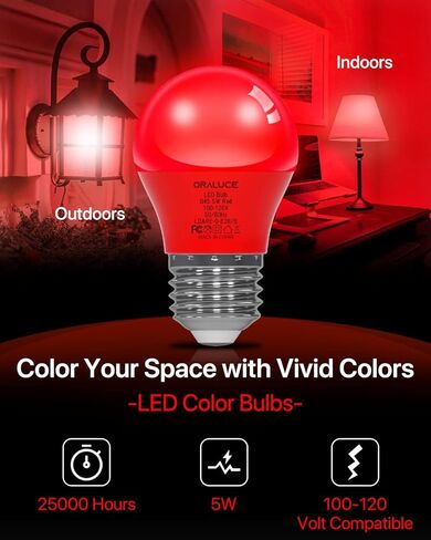 ORALUCE Blue Porch Light Bulb 40 Watt Equivalent,A15 LED Bulbs for Halloween Christmas Party Decoration and Lighting,Colored Light Bulb with E26 Base,5W 450LM Non-Dimmable,6 Pack. in Kuwait