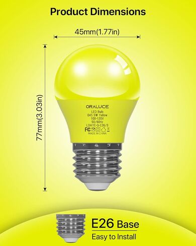 ORALUCE Blue Porch Light Bulb 40 Watt Equivalent,A15 LED Bulbs for Halloween Christmas Party Decoration and Lighting,Colored Light Bulb with E26 Base,5W 450LM Non-Dimmable,6 Pack. in Kuwait