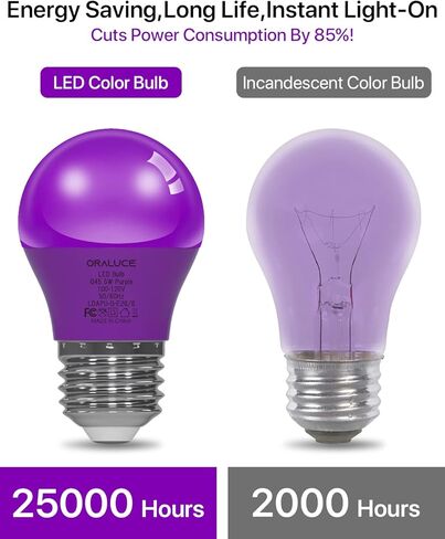 ORALUCE Blue Porch Light Bulb 40 Watt Equivalent,A15 LED Bulbs for Halloween Christmas Party Decoration and Lighting,Colored Light Bulb with E26 Base,5W 450LM Non-Dimmable,6 Pack. in Kuwait