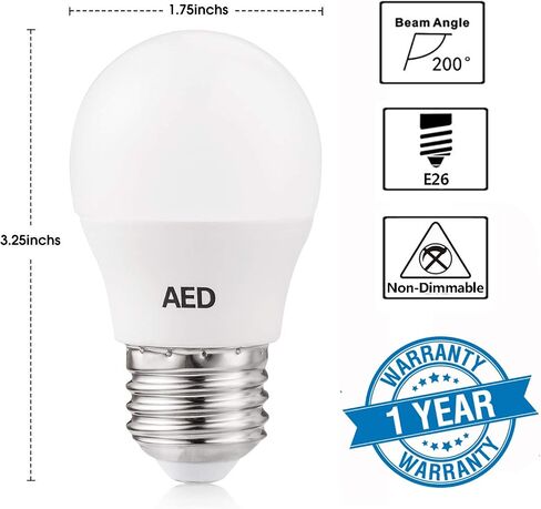 AED A15 LED Bulb, Refrigerator Light Bulb Appliance Light Bulb E26 Bulb 30W Equivalent 120V Fridge Waterproof Bulbs 3W Daylight Warm White 2700K Freezer Ceiling Home Lighting Lamp (6 Pack) in Saudi Arabia