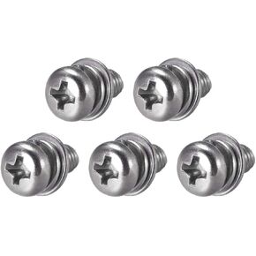 uxcell M5 x 8mm Stainless Steel Phillips Pan Head Machine Screws Bolts Combine with Spring Washer and Plain Washers 5pcs