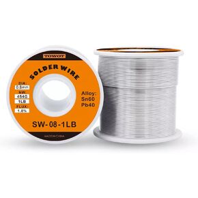 TOWOT سلك لحام أساسي من الرصاص الصنوبري للحام الكهربائي، محتوى 1.8% تدفق لحام Sn60-Pd40 (0.8 مم، 50 جم) in Kuwait