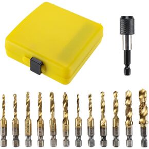 مجموعة رؤوس الحفر والصنبور المكونة من 13 قطعة من NORJIN، مجموعة أدوات لقم الصنبور SAE ومجموعة لقم الصنبور المترية مع محول تغيير سريع 1/4 بوصة للحفر، والتنصت، والغطس in Kuwait