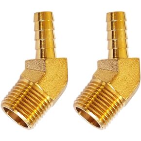 2PCS PREMIUM 3/8" HOSE BARB X 1/2" MALE NPT Brass ELBOW 45 DEGREE Pipe Fitting Thread in Saudi Arabia