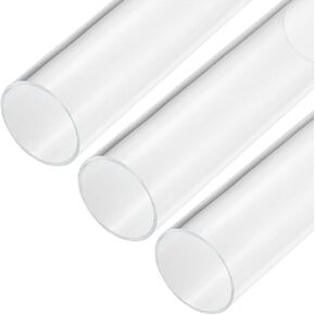 MECCANIXITY Acrylic Pipe Clear Rigid Round Tube 3pcs 9mm ID 15mm(0.6") OD 6" for Lamps and Lanterns, Water Cooling System