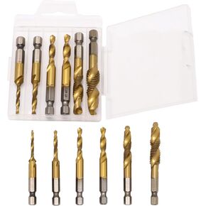 مجموعة لقم الثقب GDFYMI، مجموعة من التيتانيوم HSS لقم الصنبور 1/4 بوصة سداسية الساق مترية M3-M10 (6 عبوات) in Kuwait