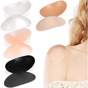 WILLBOND 4 Pairs Women Shoulder Pads Push up Soft Adhesive Silicone Shoulder Pads Anti Slip Enhancer Shoulder Pads for Women Clothing (Black, Flesh Color, Transparent, Transparent Flesh Color)