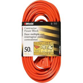 Woods 990824 CORD SET, 12/3 2' STW ORANGE 3 OUTLET, 2-Foot, 2 Foot & Cablelera Power Cord Extension and Splitter, NEMA 5-15P to NEMA 5-15R x 2, 16 AWG, 13A, 125V (ZWACPQAG-14) in Kuwait