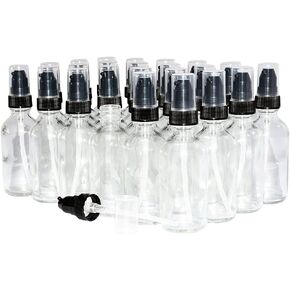 GBO GLASSBOTTLEOUTLET.COM (Pack of 24) 2 oz. Clear Boston Round with Black Treatment Pump in Kuwait