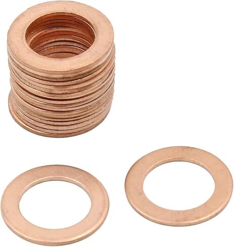 10Pieces M14 Copper Washers Flat Ring Sump Plug Oil Seal Gasket Sealing Fitting Washers (M14*22 * 1.0) in Saudi Arabia
