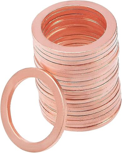 10Pieces M14 Copper Washers Flat Ring Sump Plug Oil Seal Gasket Sealing Fitting Washers (M14*22 * 1.0) in Saudi Arabia