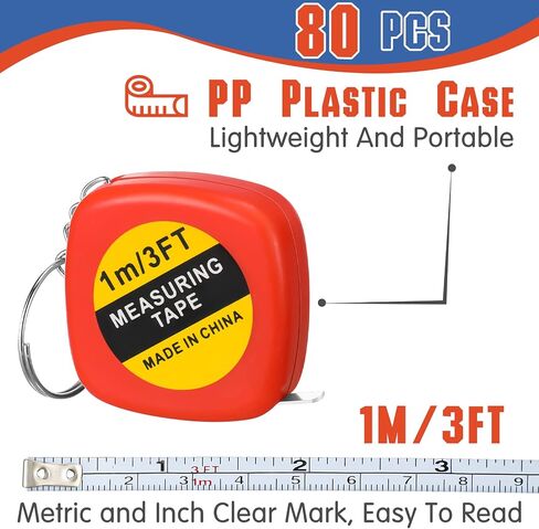 80 Pcs Portable Mini Tape Measures 1m/ 3ft Mini Tape Measure Keychain Functional Construction Party Favors Retractable Small Measuring Tape for Birthday Party Gift Supplies Prize Daily Use, 4 Colors in Saudi Arabia
