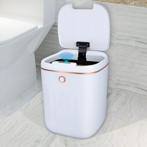 سلة مهملات WIYYH بدون لمس مع غطاء - سلة مهملات ذكية سعة 4.5 جالون أوتوماتيكية، سلة مهملات بمستشعر الحركة، سلة مهملات للحمام والمطبخ والمكتب وغرفة النوم والحمام RV in Kuwait