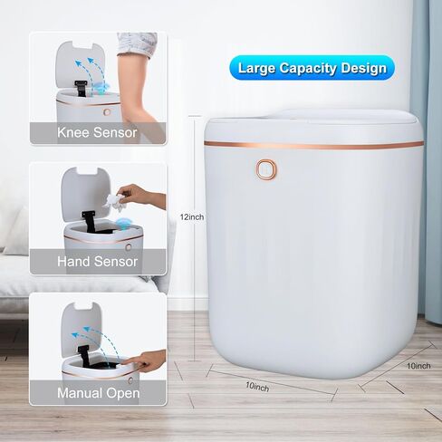سلة مهملات WIYYH بدون لمس مع غطاء - سلة مهملات ذكية سعة 4.5 جالون أوتوماتيكية، سلة مهملات بمستشعر الحركة، سلة مهملات للحمام والمطبخ والمكتب وغرفة النوم والحمام RV in Kuwait