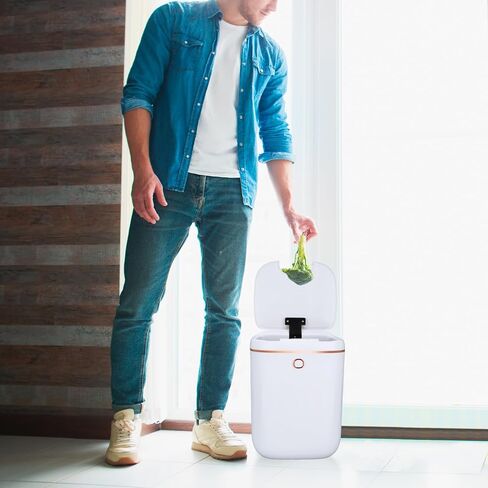 سلة مهملات WIYYH بدون لمس مع غطاء - سلة مهملات ذكية سعة 4.5 جالون أوتوماتيكية، سلة مهملات بمستشعر الحركة، سلة مهملات للحمام والمطبخ والمكتب وغرفة النوم والحمام RV in Kuwait