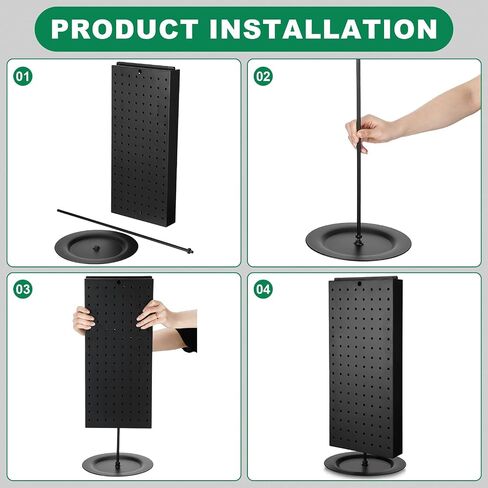 Leinuosen Rotating Display Stand Revolving Black Pegboard Counter Unit 8'' W 20.67'' H 2 Sided Pegboard Display Stand Rack Organizer with 20 Pcs 4'' Hooks for Jewelry Vendor Craft Shows Retail Counter in Saudi Arabia