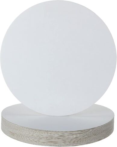 ديرباي الواح كيك دائرية من الورق المقوى مقاس 10 انش من 50 قطعة، طبق كيك مطلي مقاوم للدهون للاستعمال مرة واحدة، ابيض، سمك 1/25 انش in Kuwait