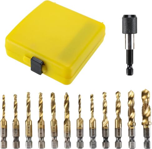 مجموعة رؤوس الحفر والصنبور المكونة من 13 قطعة من NORJIN، مجموعة أدوات لقم الصنبور SAE ومجموعة لقم الصنبور المترية مع محول تغيير سريع 1/4 بوصة للحفر، والتنصت، والغطس in Kuwait