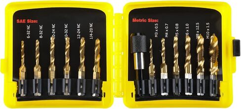 مجموعة رؤوس الحفر والصنبور المكونة من 13 قطعة من NORJIN، مجموعة أدوات لقم الصنبور SAE ومجموعة لقم الصنبور المترية مع محول تغيير سريع 1/4 بوصة للحفر، والتنصت، والغطس in Kuwait