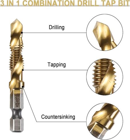 مجموعة رؤوس الحفر والصنبور المكونة من 13 قطعة من NORJIN، مجموعة أدوات لقم الصنبور SAE ومجموعة لقم الصنبور المترية مع محول تغيير سريع 1/4 بوصة للحفر، والتنصت، والغطس in Kuwait