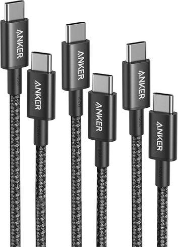 Anker 333 USB C to Cable 3-Pack (3.3ft+6ft+10ft,100W), 2.0 Type Charging Fast Charge for MacBook Pro 2020, iPad Air 4, Samsung Galaxy S21, Pixel, Switch, LG(Black) in Saudi Arabia