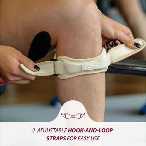 دعامات الركبة ذات الحجم الكبير من KARM لألم الركبة ذات الحجم الزائد - حزام دعم وتر الرضفة، حزام الركبة الرضفي، دعامة الركبة لتثبيت الرضفة ذات الحجم الزائد. وصلات للركبة (مقاس كبير؛ زوج من شريطين باللون الأسود) in Kuwait