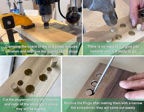 مجموعة لقم مثقاب خشبية من JNB Pro Plybox إصدار خاص ومجموعة قواطع توصيل - 5 قطع لقمة غاطسة قابلة للتعديل #6، #8، #10، #12، #14 - 3 لقم ثقب مدببة إضافية #6، #8، #10 - 2 قواطع خشبية أو وتد بقطر 3/8 بوصة و1/2 بوصة - 2 طوق 3/8 بوصة و1/2 بوصة - in Kuwait