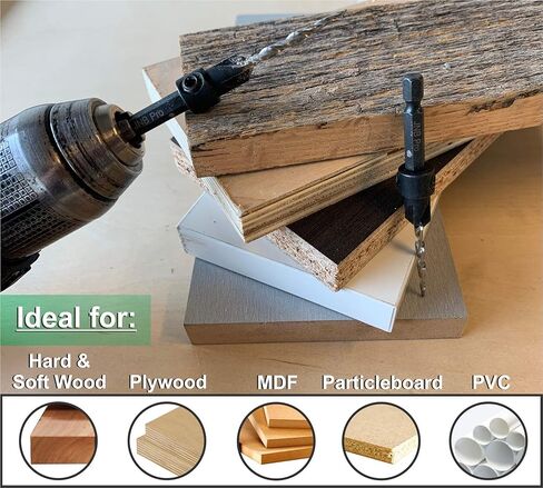 مجموعة لقم مثقاب خشبية من JNB Pro Plybox إصدار خاص ومجموعة قواطع توصيل - 5 قطع لقمة غاطسة قابلة للتعديل #6، #8، #10، #12، #14 - 3 لقم ثقب مدببة إضافية #6، #8، #10 - 2 قواطع خشبية أو وتد بقطر 3/8 بوصة و1/2 بوصة - 2 طوق 3/8 بوصة و1/2 بوصة - in Kuwait