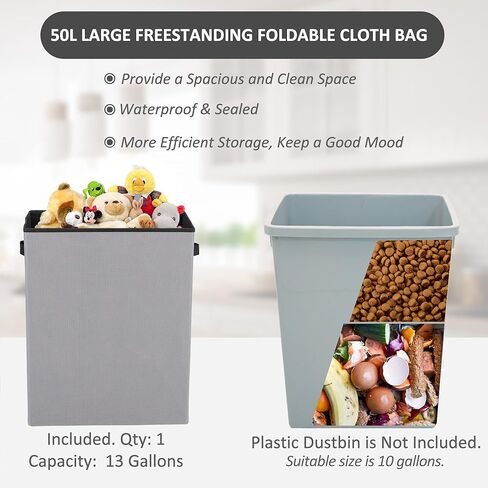 صناديق نفايات المطبخ من Spurgehom سعة 10 جالون قابلة للإمالة، سلة غسيل قائمة بذاتها مع درج مخبأ، حقيبة تخزين لوح تقطيع خشبي من الخيزران، سلة مهملات مقاومة للحيوانات الأليفة لغرفة المعيشة (أبيض) in Kuwait