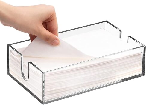 MESAILUP Acrylic Napkin Holder, Guest Towel Holder for Table Bathroom Kitchen Dining Restaurant 9x5.5x2.5 Inch, Clear（Inpack No Napkin） in Kuwait