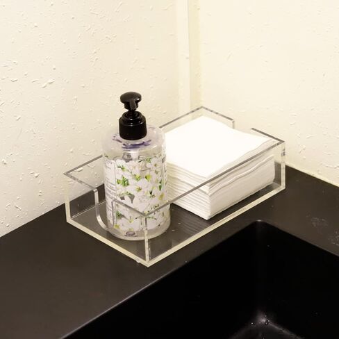 MESAILUP Acrylic Napkin Holder, Guest Towel Holder for Table Bathroom Kitchen Dining Restaurant 9x5.5x2.5 Inch, Clear（Inpack No Napkin） in Kuwait