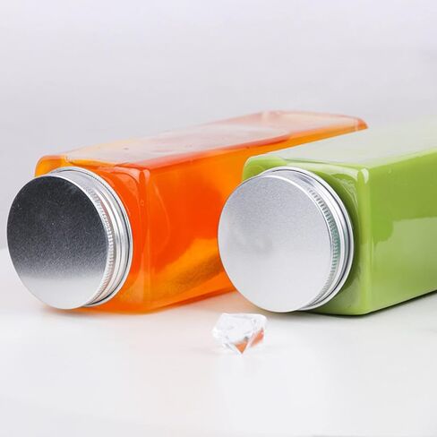 لايلف عبوة من 16 زجاجة عصير بلاستيكية مع غطاء من الالومنيوم، زجاجات مشروبات فارغة مانعة للتسرب 18 اونصة، حاوية مربعة قابلة لاعادة الاستخدام من البولي ايثيلين تيرفثالات للعصير والسموذي والماء والحليب in Kuwait