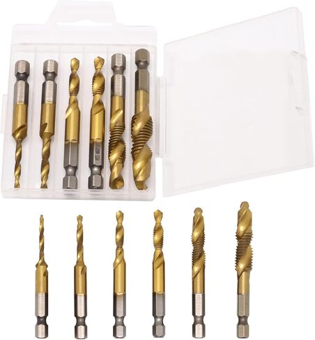 مجموعة لقم الثقب GDFYMI، مجموعة من التيتانيوم HSS لقم الصنبور 1/4 بوصة سداسية الساق مترية M3-M10 (6 عبوات) in Kuwait