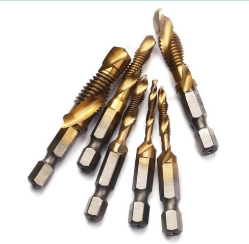 مجموعة لقم الثقب GDFYMI، مجموعة من التيتانيوم HSS لقم الصنبور 1/4 بوصة سداسية الساق مترية M3-M10 (6 عبوات) in Kuwait