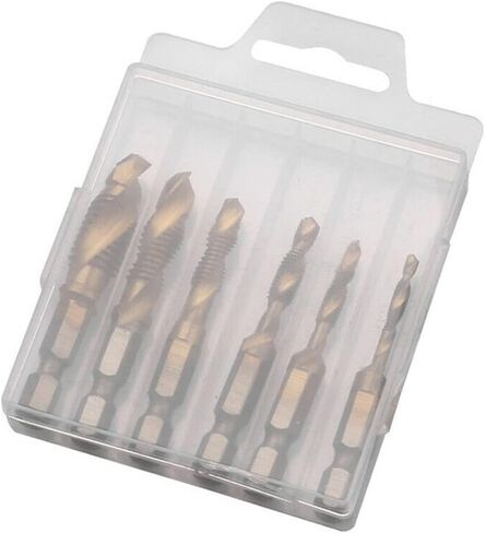 مجموعة لقم الثقب GDFYMI، مجموعة من التيتانيوم HSS لقم الصنبور 1/4 بوصة سداسية الساق مترية M3-M10 (6 عبوات) in Kuwait