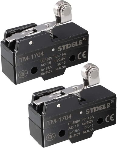 uxcell 2PCS TM-1704 SPDT 1NO+1NC Panel Mount Short Hinge Roller Lever Type Micro Limit Switch Screw Terminals in Saudi Arabia